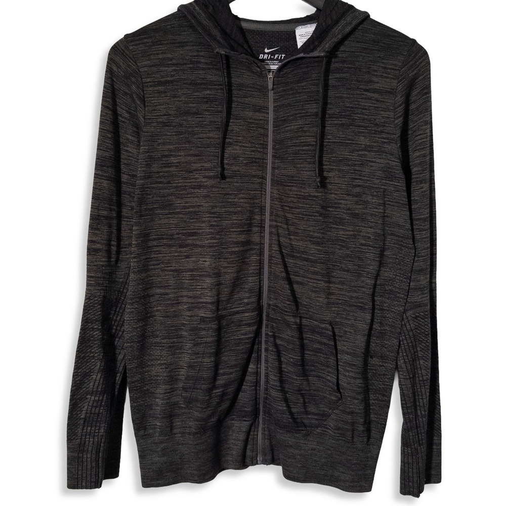 Nike Dri Fit Hoodie Jacket Womens M Charcoal Gray Gym Athleticwear Athleisure